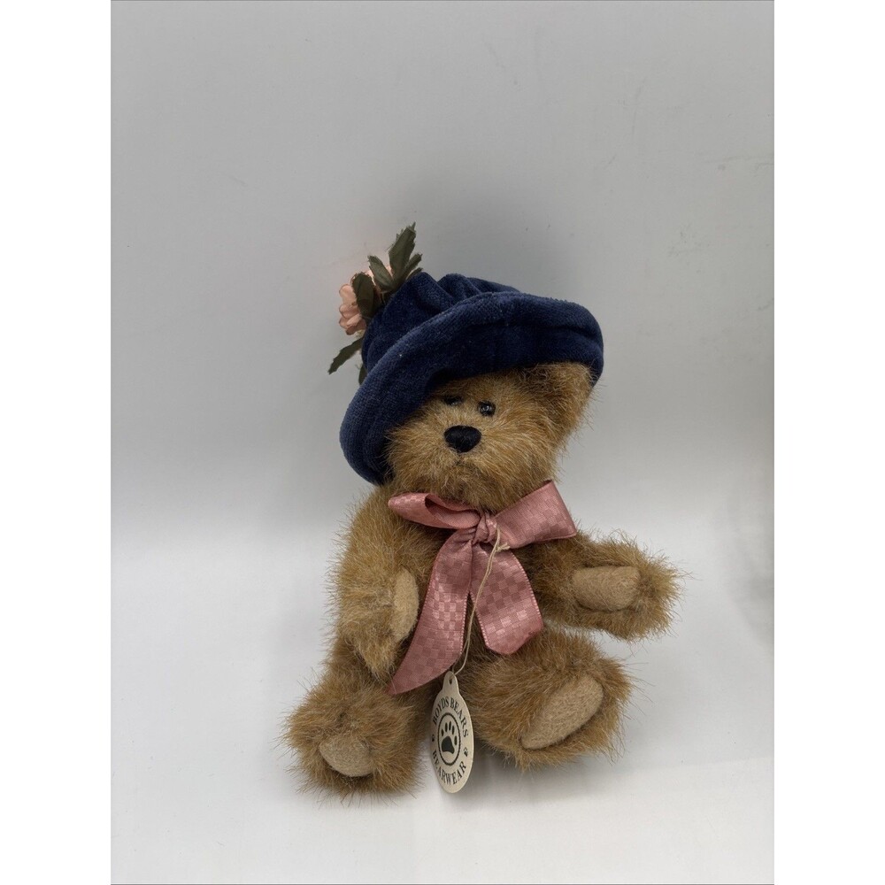 Vtg 1990 Boyd's Bear Yvette Dubeary Jointed Plush Stuffed Animal Toy w/ Hat 8"